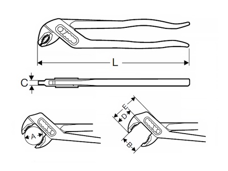 сантехнические клещи d 1,1/2', l 12'