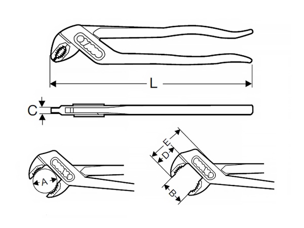 сантехнические клещи d 1,1/2', l 12'